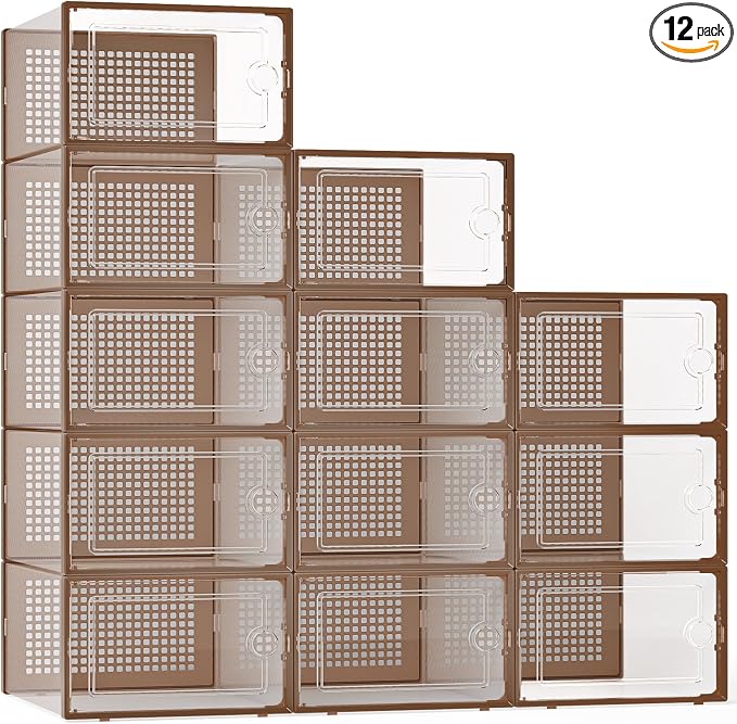 Kuject X-Large Shoe Storage Boxes 12 Pack, Entryway & Under-Bed Storage by Kuject