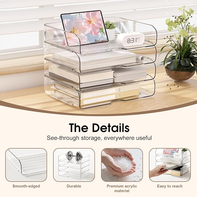 4-Tier Large-Capacity Paper Organizer, Transparent & Easy Access, Desk File - Image 2