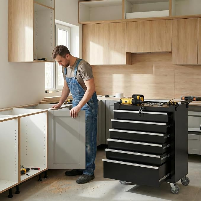 Rolling Tool Box with Wheels – 6 Drawer Heavy Duty Tool Chest Cabinet, Lockable - Image 9