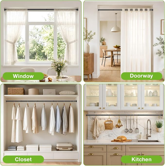 2Pcs Spring Tension Curtain Rod31-62 Inch, 7/8" Diameter Tension Rod - Image 7