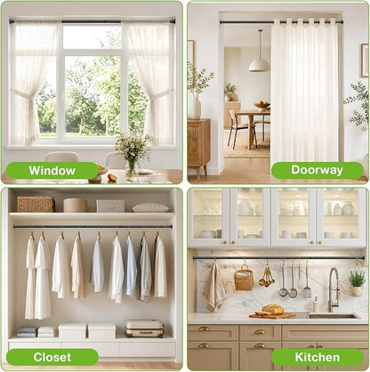 2Pcs Spring Tension Curtain Rod, Shower Curtain Rod 16-37 Inch, Spring Loaded - Image 7