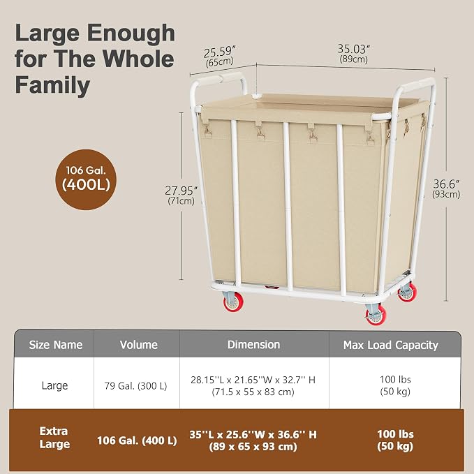 Hoctieon Large Laundry Cart - Image 8