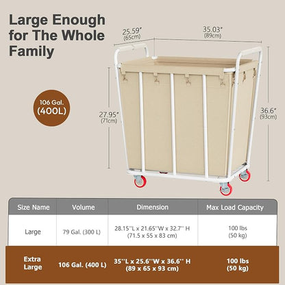 Hoctieon Large Laundry Cart - Image 8