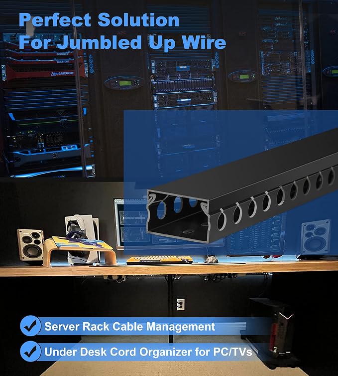 ZhiYo Cable Raceway 156in, Server Rack Cable Management Under Desk Cord - Image 6