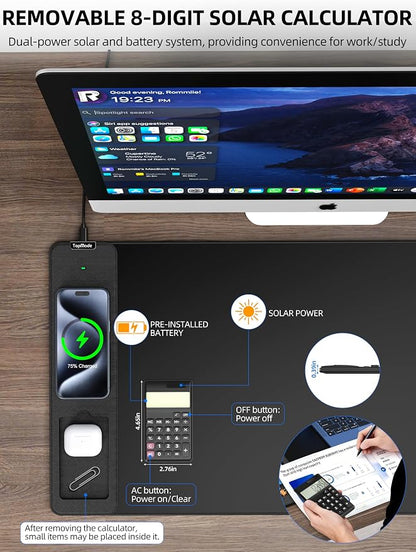 TopMade Mouse Pad with 15W Wireless Charging & Removable 8-Digit Solar - Image 4