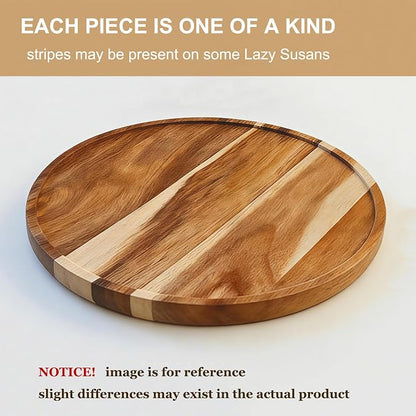 12-inch Acacia Wood Lazy Susan Organizers, Lazy Susan Turntable - Image 5