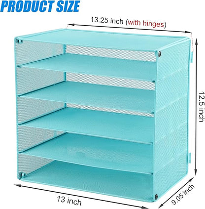 EASEPRES 5 Slot Mesh Desk Organizer Tray, File Paper Letter Folder Holder - Image 2