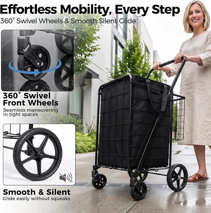 SUPER DEAL Folding Shopping Cart - Image 3