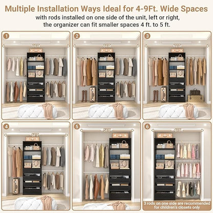 Aheaplus Closet System, 4-9Ft Closet Organizer - Image 4