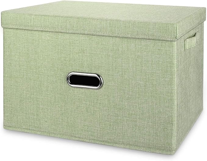 Linen Fabric Collapsible Storage Bins by Unknown