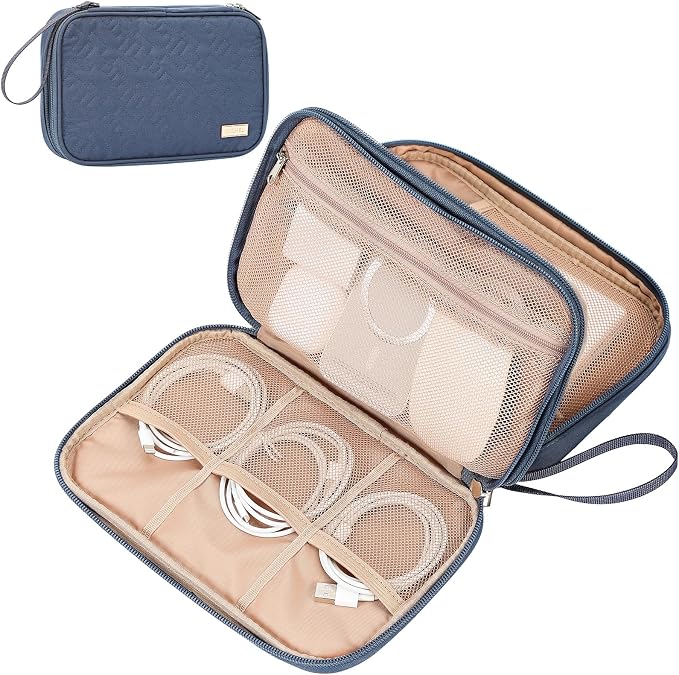 NISHEL Travel Cord Organizer Case, Double Layers Tech Electronic Bag, Essentials by NISHEL