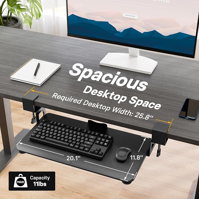 BONTEC KMT01-PJ Under Desk Keyboard Tray, Pull-Out Keyboard & Mouse Platform - Image 5