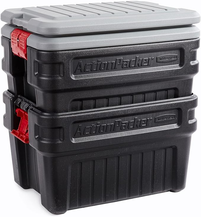 Rubbermaid ActionPacker 24 Gal Lockable Storage Box Pack of 2, Industrial - Image 3