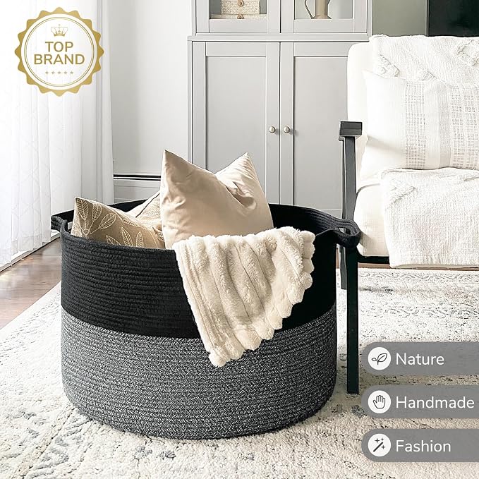 INDRESSME XXXLarge Cotton Rope Basket Woven Baby Laundry Baskets Blanket - Image 7