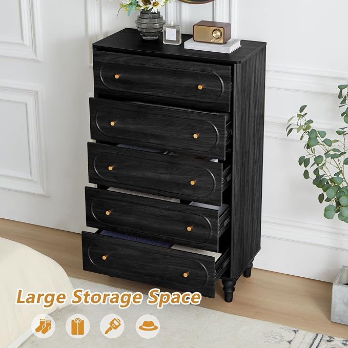ORRD 5 Drawer Fluted Dresser for Bedroom, Mid Century Modern Chest of Drawers - Image 3