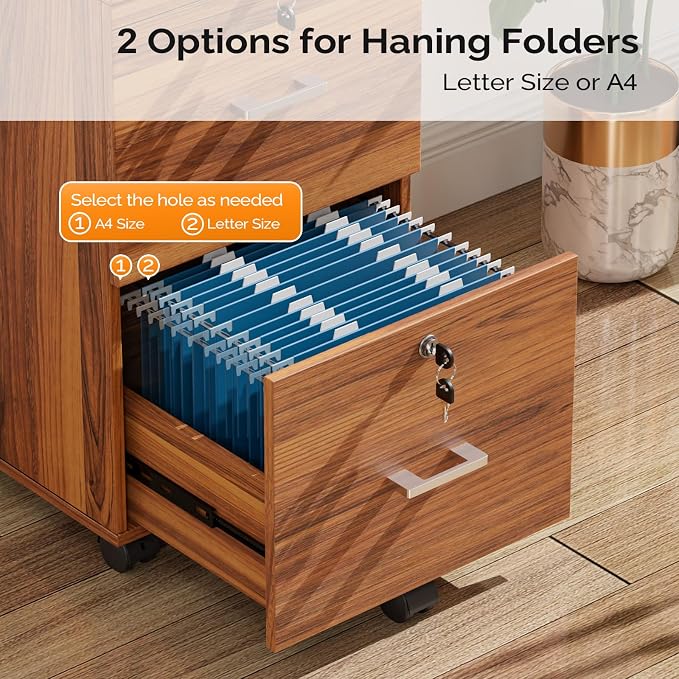 VINGLI 2-Drawer Rolling File Cabinet - Image 9