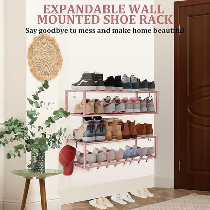 Expandable Wall Mounted Shoe Rack, Heavy Duty Metal Shoe Holder - Image 4