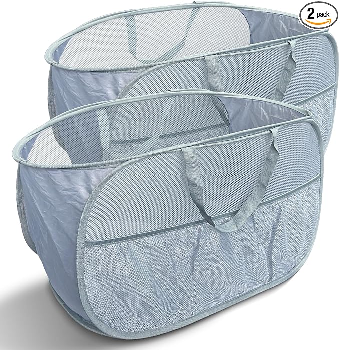 Collapsible Laundry Baskets 2 Pack, Mesh Pop Up Hamper by NairSnow