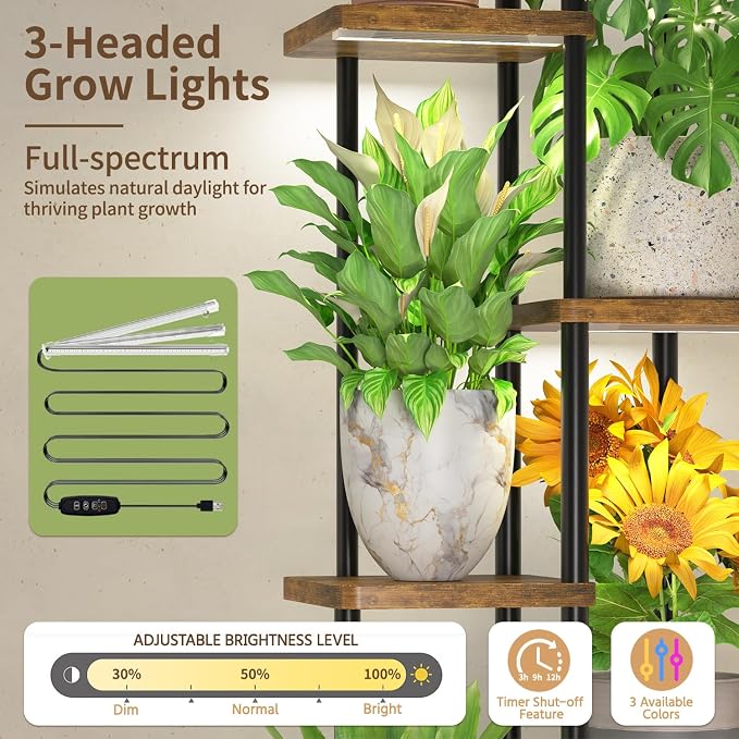 LASZOLA Black 6 Tier Wood Tall Plant Stand Indoor - Image 2