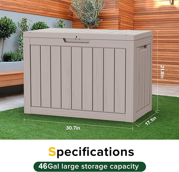 Vixzen 46 Gallon Deck Boxes Outdoor Waterproof, Lockable Storage Box - Image 4