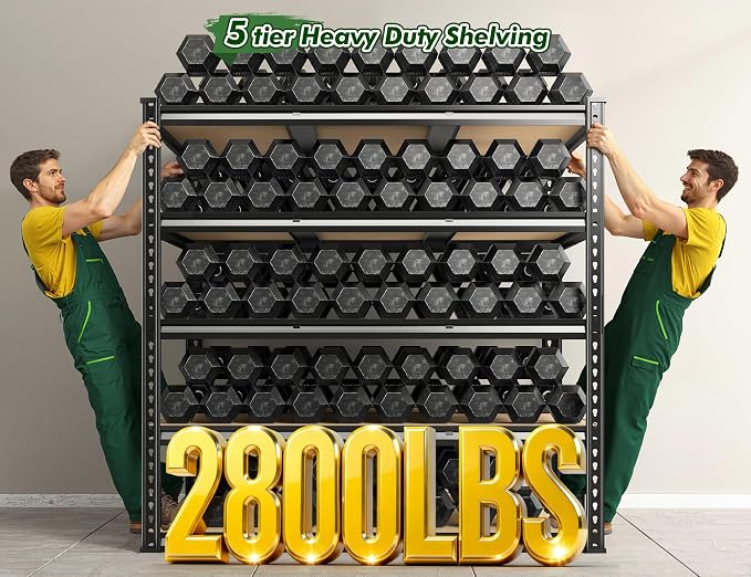 2800 LBS Garage Shelving 72.2" H Garage Storage Shelves, 5 Tier Adjustable - Image 2