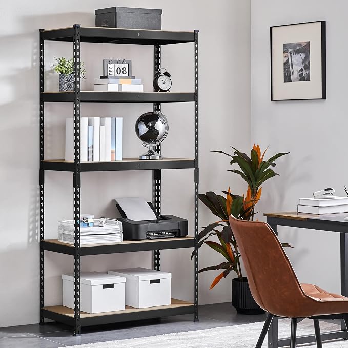 Yaheetech 5-Tier Heavy Duty Storage Shelves 35.5" W x 17.5" D x 72" H Black | - Image 2
