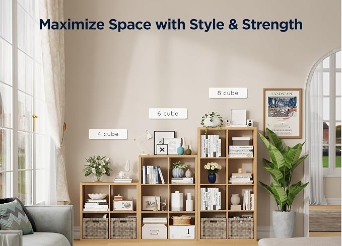6 Cube Storage Organizer, 2x3 Cube Bookshelf, Cubby Storage Shelf, Wooden - Image 5
