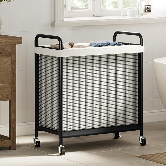 WOWLIVE Laundry Hamper 2 Section, 100L Rolling Laundry Basket - Image 7