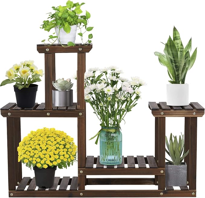Tiered Wooden Plant Stand Corner Flower Pot Holder Multi Level Planter Display by Unknown