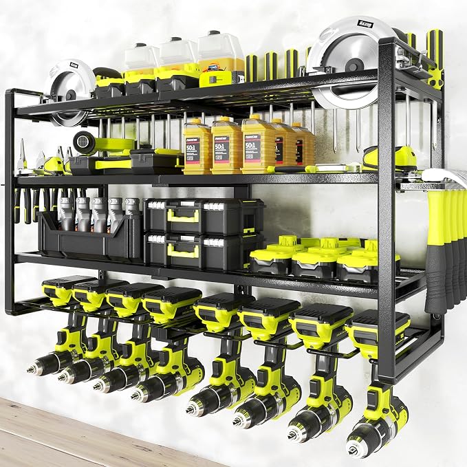 KAFAHOM Power Tool Organizer-8 Drill Holder Wall Mount, 4 Layer Heavy Duty - Image 7