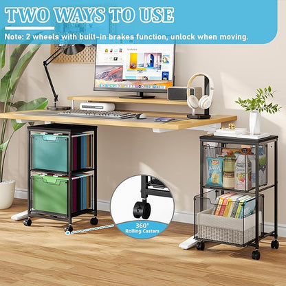 Sbanmao Rolling File Cart with 2 Storage Drawers, Mobile File Cabinet with - Image 3