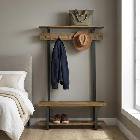 Pomona Solid Wood Entryway Hall Tree by AlaterreFurniture