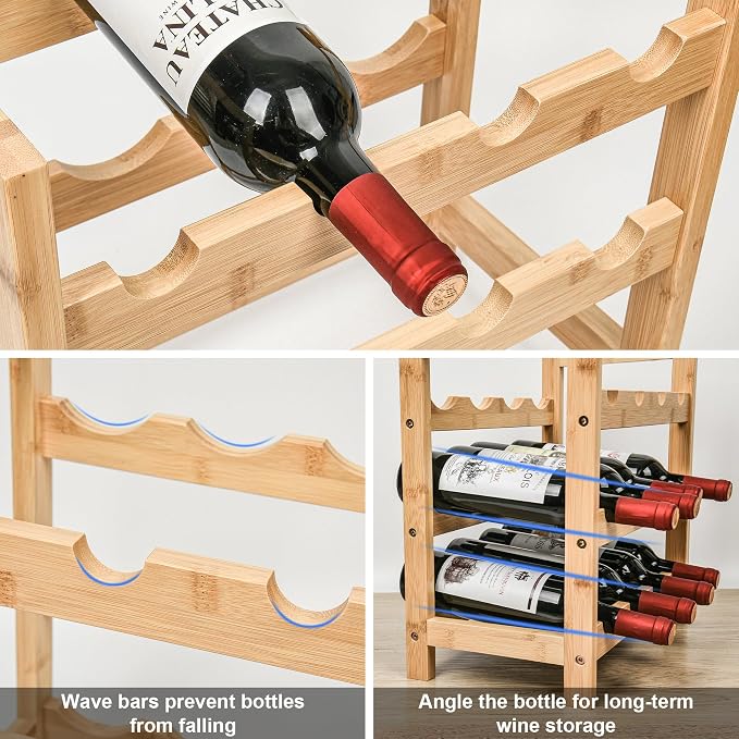 VASMIA Wine Rack Free Standing Floor, 6-Tier Display Wine Storage Shelves - Image 6