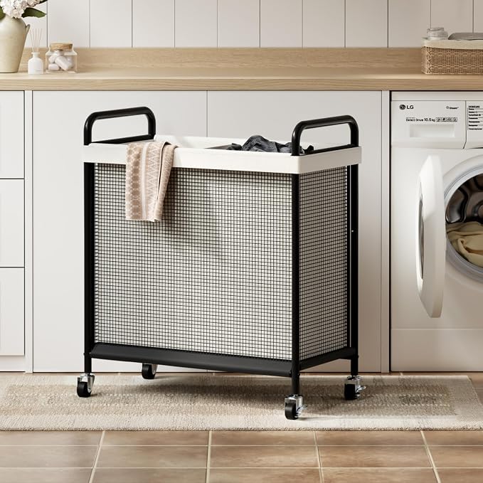 WOWLIVE Laundry Hamper 2 Section, 100L Rolling Laundry Basket - Image 8