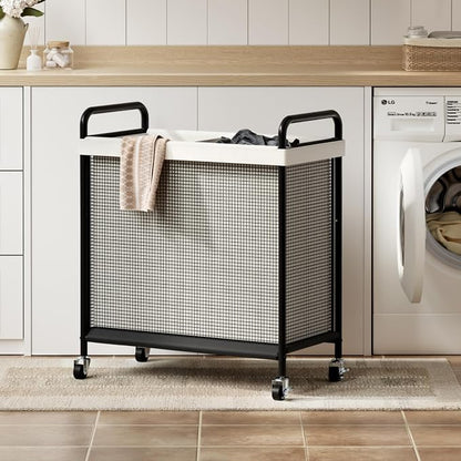 WOWLIVE Laundry Hamper 2 Section, 100L Rolling Laundry Basket - Image 8