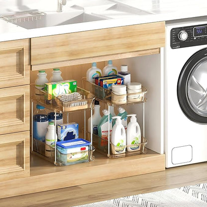 Delamu 2-Tier Under Sink Organizers and Storage, Pull Out Kitchen Pantry - Image 7