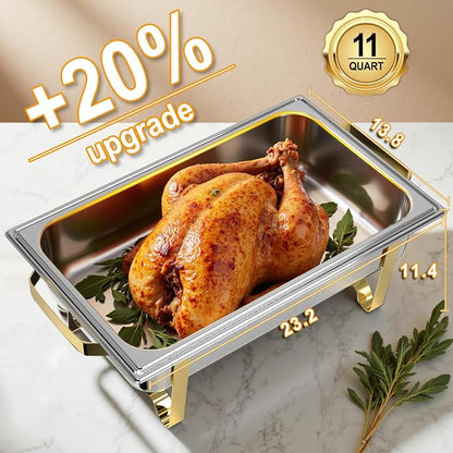Chafing Dishes for Buffet 4 Pack, 11QT Stainless Steel Food Warmers for Parties - Image 2