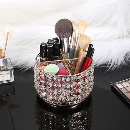 Hipiwe Crystal Vanity Organizer 360 Rotating Makeup Brush Holder Spinning - Image 9