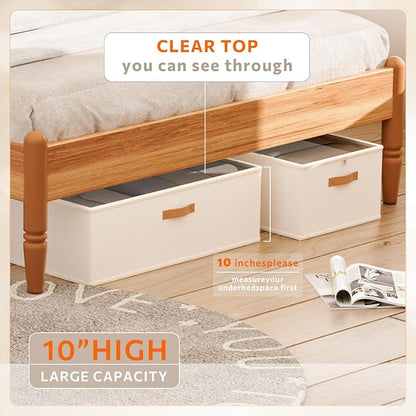 10 Inch 2 Pack Under Bed Storage Containers, 10 Inch Tall Underbed Clothes - Image 2