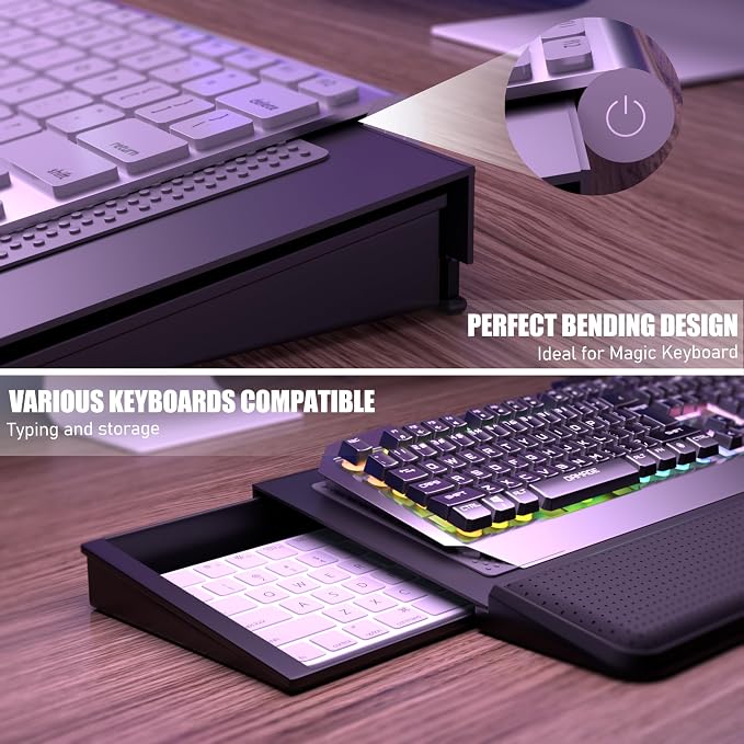 Computer Keyboard Stand with Wrist Rest & Storage Tray - Image 6