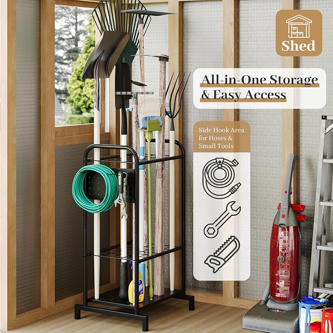 Garden Tool Organizer, Garage Tool Storage Rack, Heavy Duty Metal - Image 3