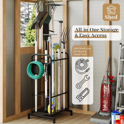 Garden Tool Organizer, Garage Tool Storage Rack, Heavy Duty Metal - Image 3