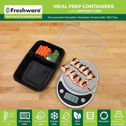 Freshware Meal Prep Containers 2 Compartment - Image 2