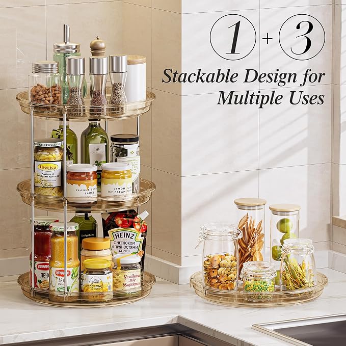 LAMU 2 Pack 2 Tier Lazy Susan Turntable Organizer 10.6'' Rotating Spice Rack - Image 4