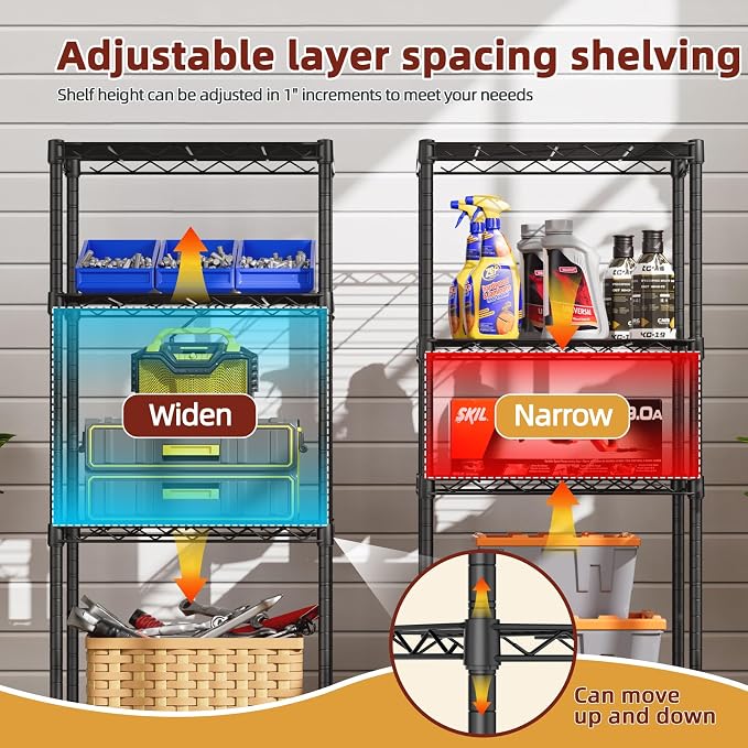 SINGAYE Small Wire 4 Adjustable Shelves Pantry Metal Shelf Floor Organizer | - Image 6
