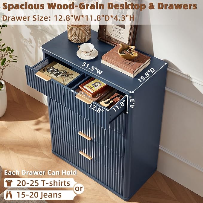 LEYAOYAO Fluted 6 Drawers Dresser - Image 6