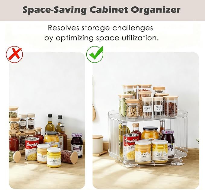 FIRJOY Lazy Susan Organizer for Cabinet, Countertop - Image 3