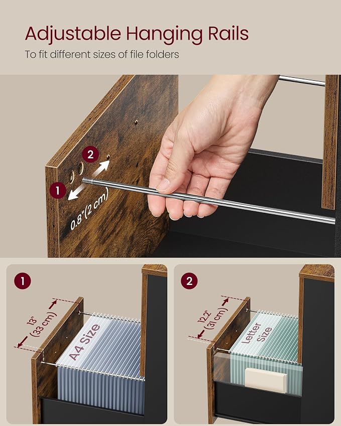 VASAGLE 2-Drawer File Cabinet, Small Rolling Filing Cabinet - Image 6