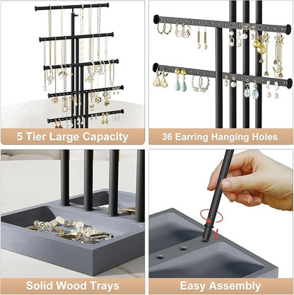 Love-KANKEI Jewelry Organizer Stand, 5 Tier Large Necklace Holder - Image 6