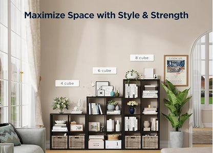 Black 8-Cube Storage Organizer Shelf – Heavy-Duty Engineered Wood, Easy Assembly - Image 5